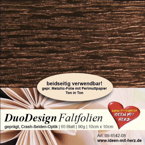 DuoDesign Faltfolien, Seiden-Optik, 10 x 10 cm, 65 Blatt, schoko
