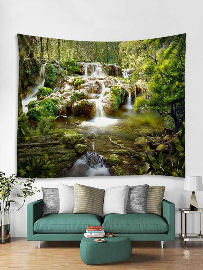 Forest Waterfall 3D Print Wall Tapestry