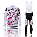 XINTOWN Men's Guitar Quick Dry Moisture Absorption Long Sleeve Bib Tights Cycling Suit—White