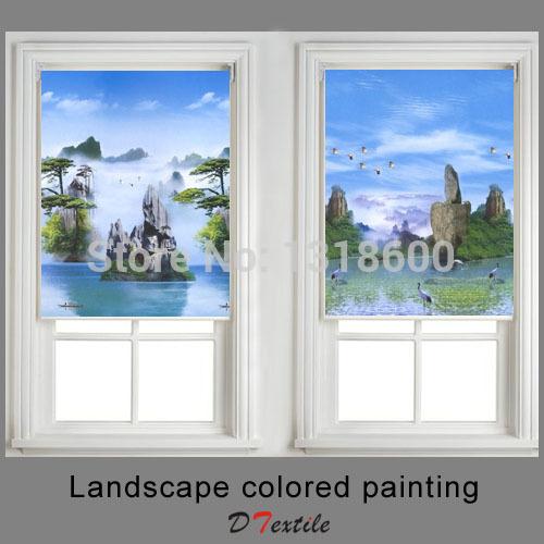 landscape colored painting window shaded fabric roller blinds of 36182