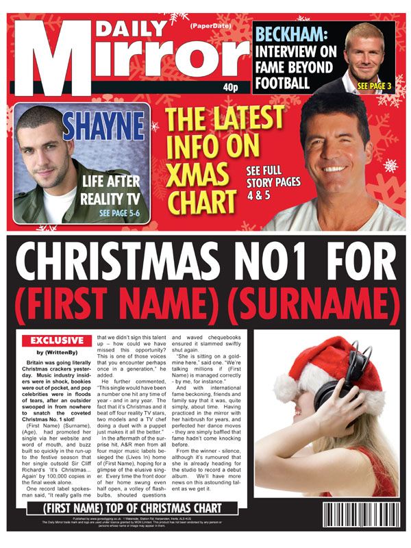 Themed Female Spoof Newspapers Christmas No. 1
