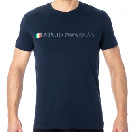 Emporio Armani Italian Flag Crew-Neck T-Shirt - Navy S