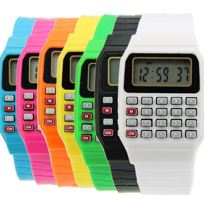 Children Silicone Date Electronic Multi-Purpose Keypad Wrist Calculator Watch