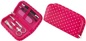 Clauss Manikür-Set, im Kunststoff-Etui, 6-teilig, pink mit Reißverschluß, Inhalt: Nagelschere, Pinzette, kleiner - 1 Stück (BC-S10039)