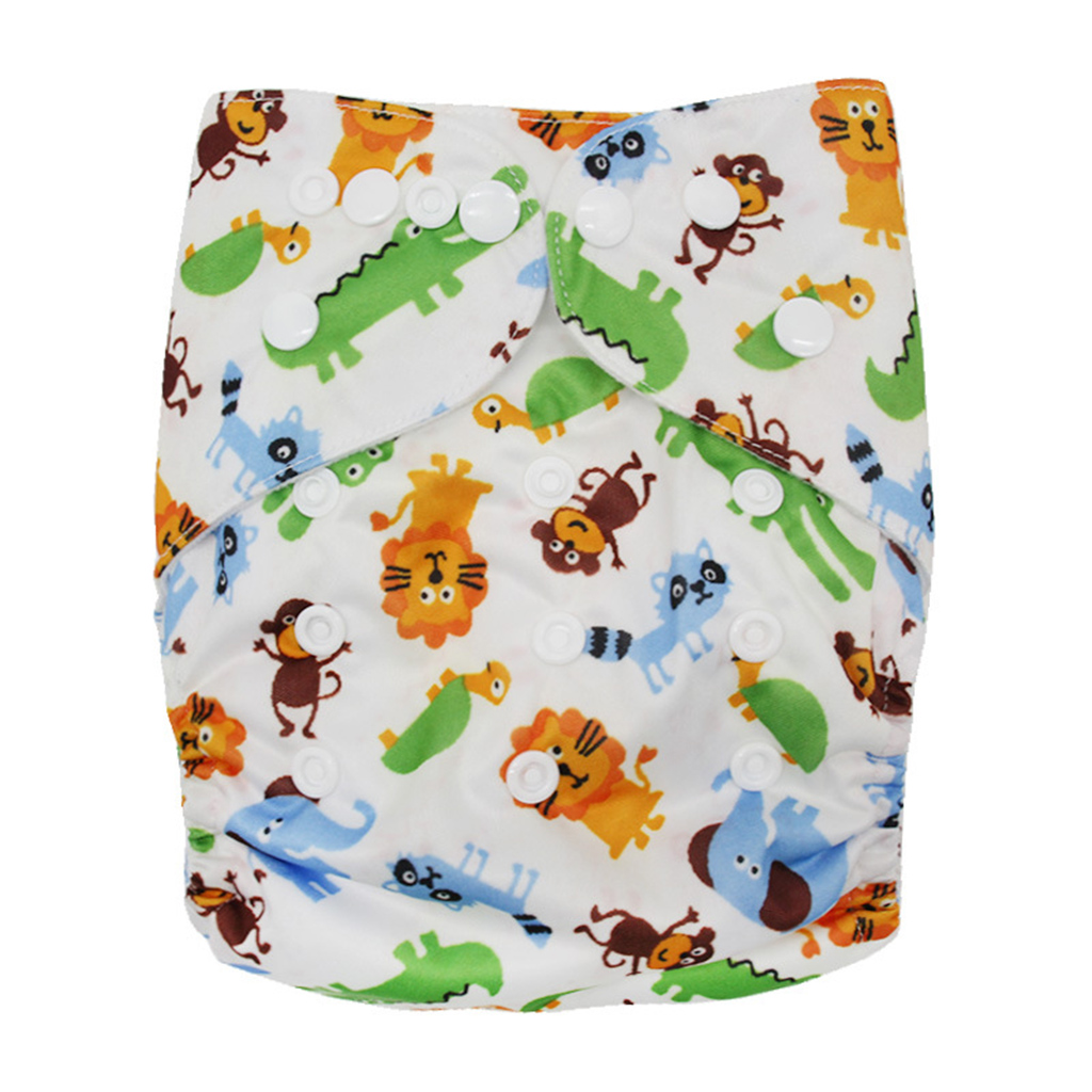 Reusable Washable Adjustable Cartoon Animal Print Cloth Diaper