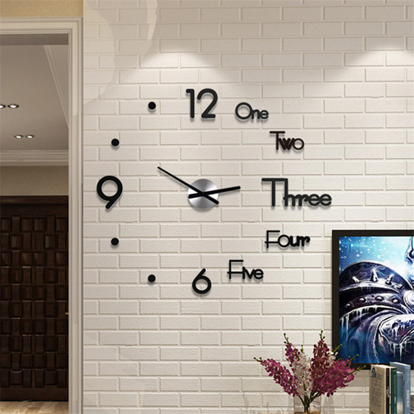 creative diy clock acrylic digital wall clock wall sticker 3d stereoscopic silent electronic home decoration #3d10
