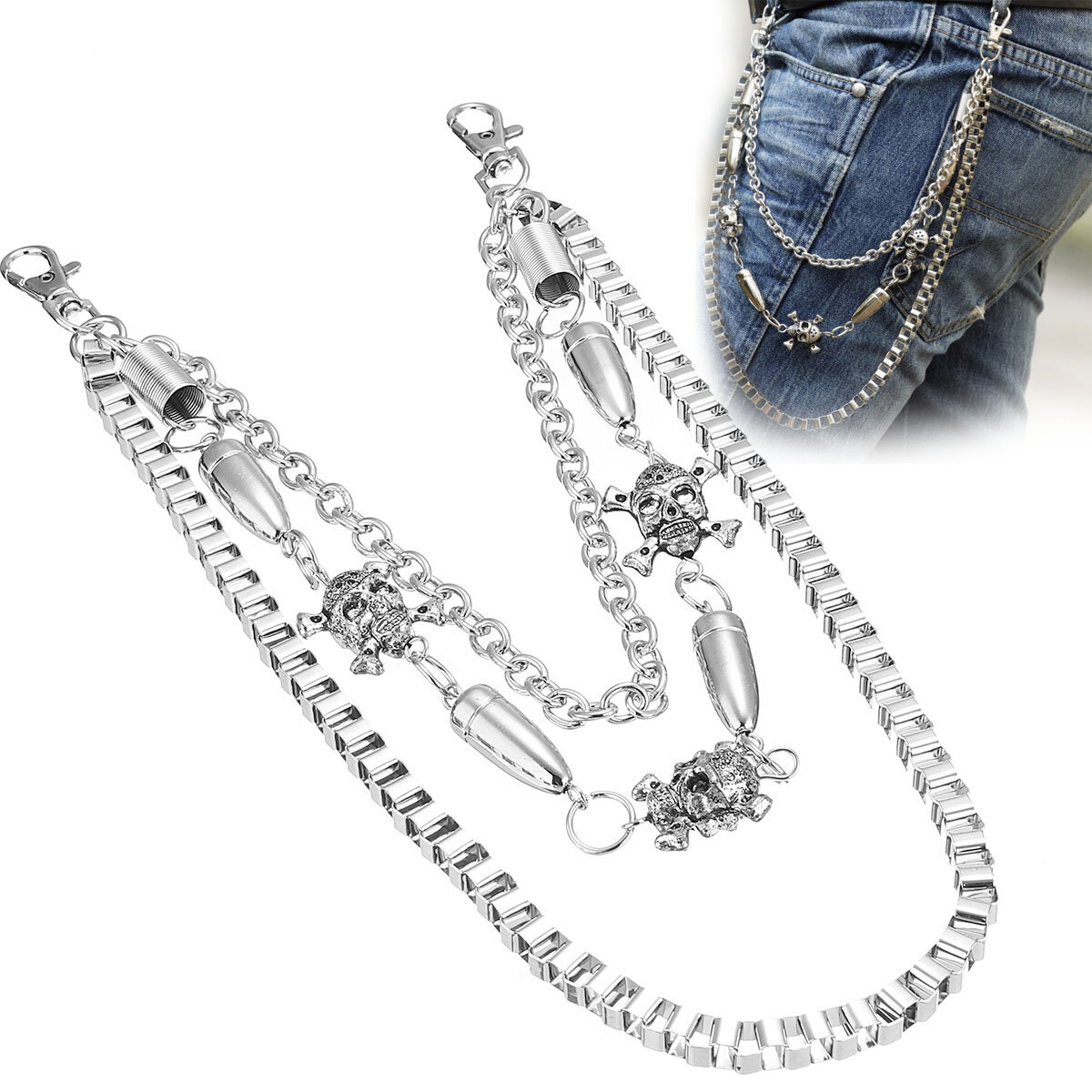Metal Mens Hip Hop Skull Belt Chain Wallet Chain Pocket Chain for Wallet Jeans Pants