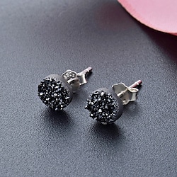 Men's Stud Earrings Classic Precious Stylish Simple S925 Sterling Silver Earrings Jewelry Black For Party Wedding 1 Pair Lightinthebox