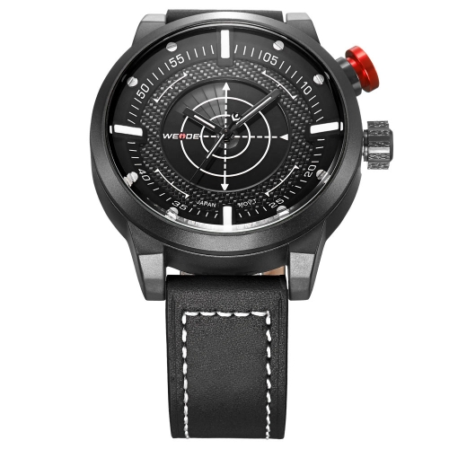 WEIDE précise mode analogique acier inoxydable Business Watch cuir sangle militaire montre-bracelet