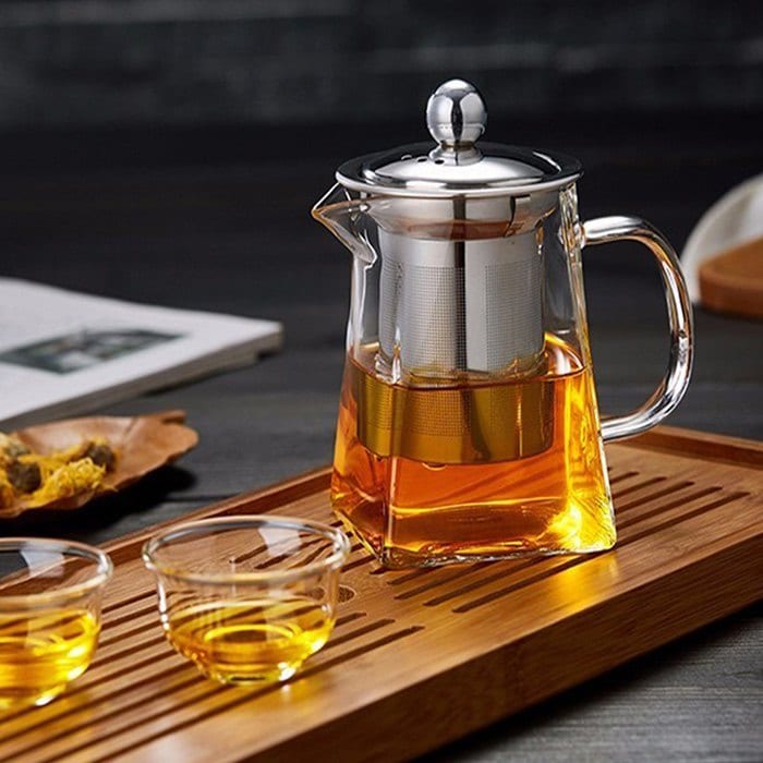 Highly Resistant Borosilicate Glass Large Capacity Filter Teapot
