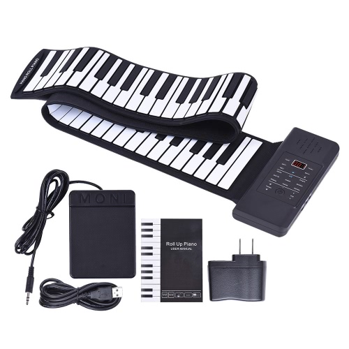 Tragbare Silicon 88 Tasten Hand Roll Up Piano elektronische USB-Tastatur eingebaute Li-Ionen-Akku und Lautsprecher mit einem Pedal