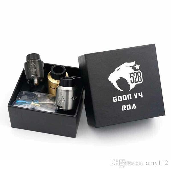 Vaporizer GOON V4 RDA Atomizer 24mm with Wide Bore Drip Tips goon rda 528 PEEK Insulator fit 510 E Cigarettes Vape Mods DHL Free