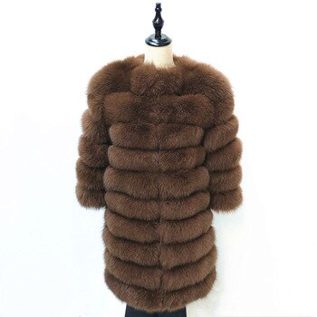 Women Warm Real Fox Fur Coat long  Winter Genuine Fur Jacket Fashion Outwear Luxury Natural Fox Fur Coat For Girls queentina