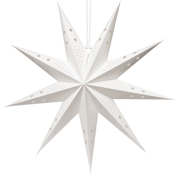 3-D Stern "Deluxe", 9 Zacken mit Stanzdekor, Ø 60 cm, weiß