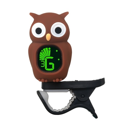Cute Cartoon Owl Clip-On sintonizador de pantalla LCD para guitarra bajo cromático Ukulele violín