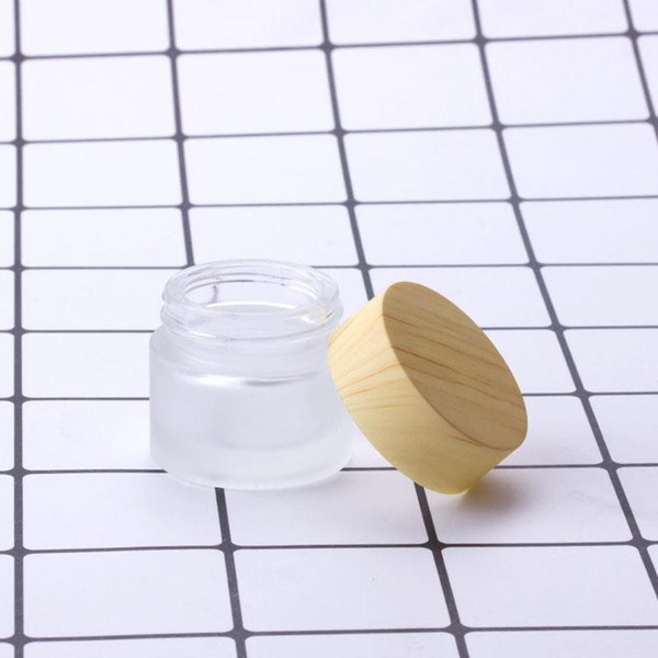 Frost Glass Bottle 5g 10g 15g 30g 50g 100g Glass Jars Empty Cream Jar Cosmetic Packaging Container with Plastic Bamboo Lid