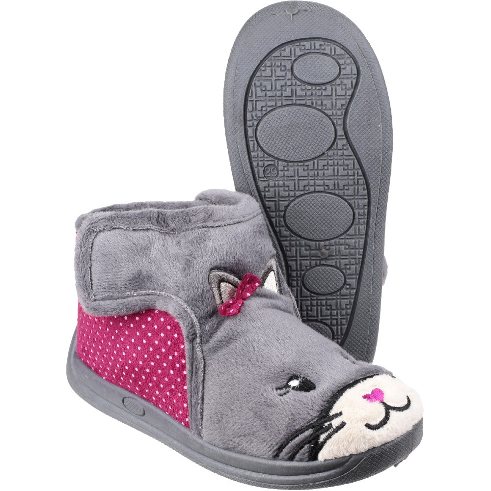 Mirak Girls Kitty Touch Fastening Bootie Textile Sole Slipper UK Size 9 (EU 27)