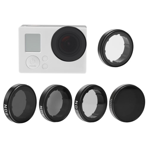 Andoer Round Lens Filters Kit Set(ND2/ND4/ND8/ND16/UV) Protector Protective Glass for GoPro Hero4/3+/3