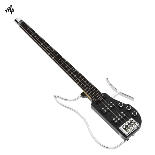 ALP RG-101AX Professional Foldable Headless Travel Electric Bass Guitar Aluminum Alloy Body Maple Neck Rosewood Fingerboard with Gig Bag
