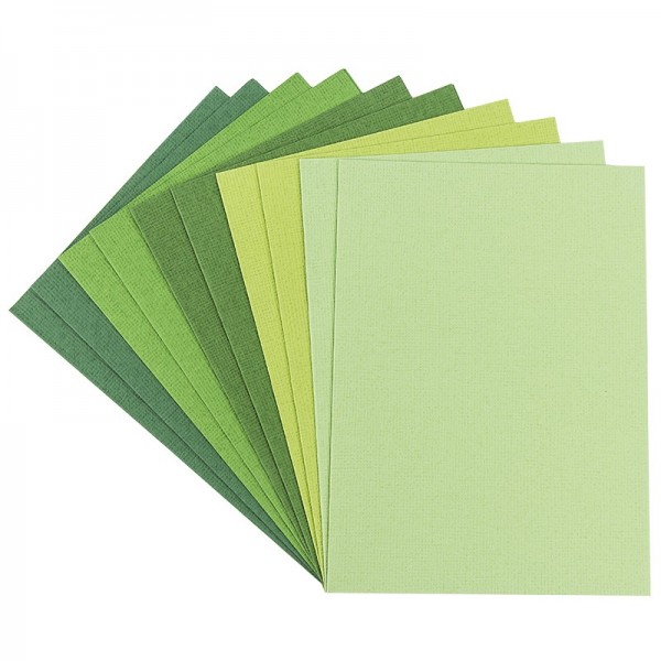 Grußkarten "Anna" in Leinen-Optik, B6, 5 Farben, Grüntöne, inkl. Umschläge, 1...