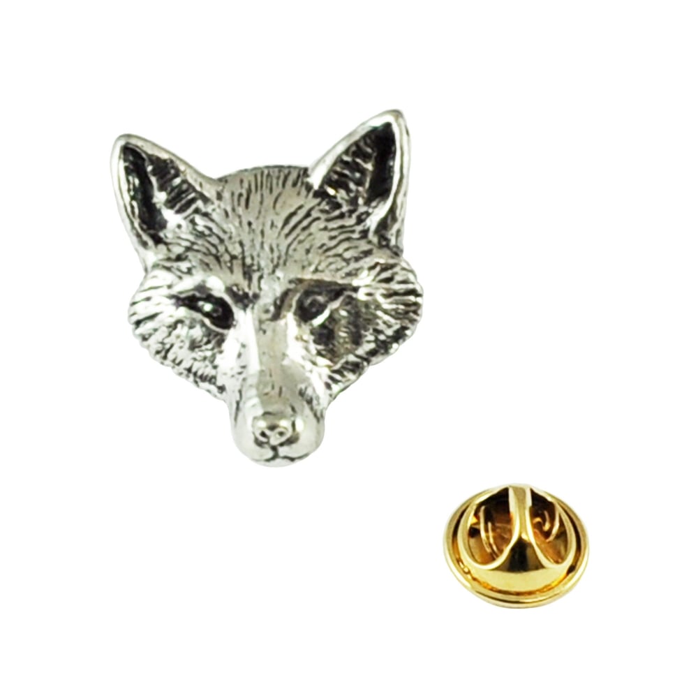Fox Head Pewter Lapel Pin Badge