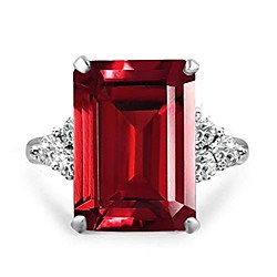 princess diana 20ctw emerald cut simulated gemstone in aquamarine-tone, emerald-tone, garnet-tone cocktail ring for women inspired by royal wedding in white gold plating, size 5-10