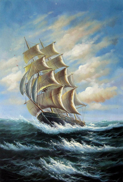 tall ship sailing -05 home decor handpainted &hd print oil paintings on canvas wall art pictures 191123