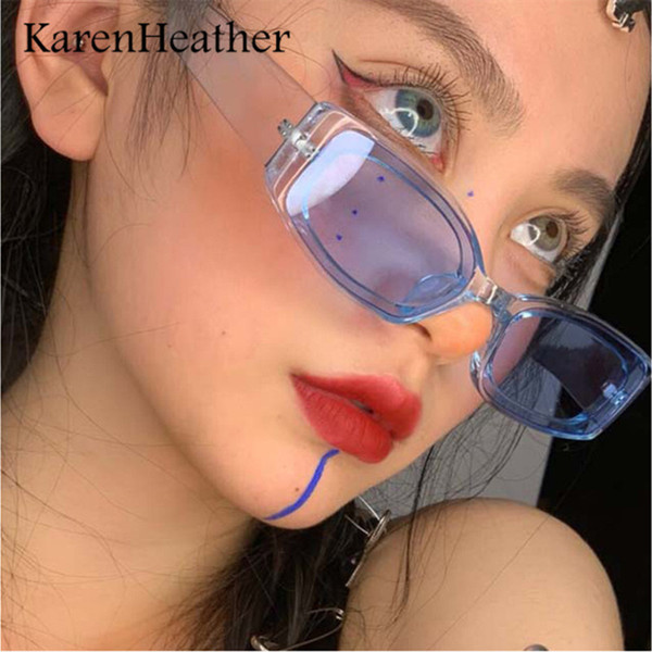 KarenHeather Small Fashion Rectangle Sunglasses Square For Women Candy Colors Clear Glasses Green Gafas Mujer Sol