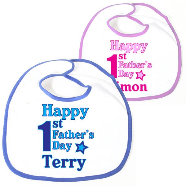 Happy 1st Fathers Day Personalised Baby Bib Blue