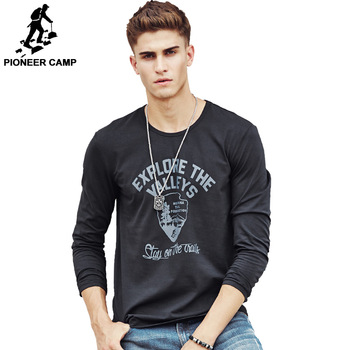 Pioneer Camp men Hot T shirt fashion brand clothing Men's Long Sleeve T Shirt Cotton Elastic Casual T-Shirt Male 4XL plus size