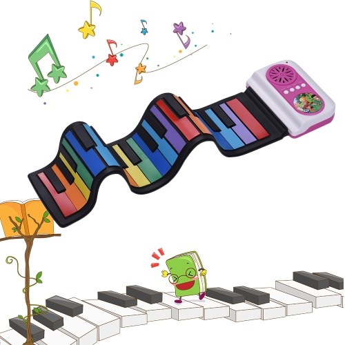 37-Key Portátil Roll-Up Teclado Electrónico de Silicona Teclas de Colores Built-in Speaker Musical Toy para Niños Niños