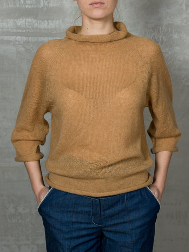Camel Stand Collar Casual Plain Cashmere Sweater