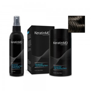 Pack KeratinMD - Fibres capillaires Brunes Foncees + Spray Fixant - Pour Cheveux Clairsemes