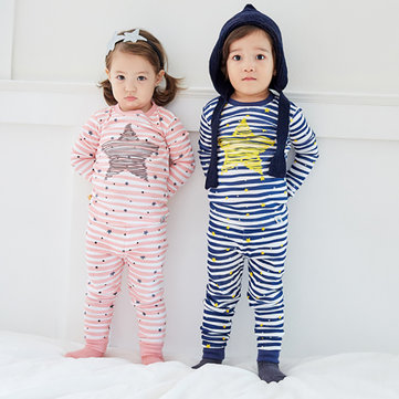 Star Printed Boys Girls Pajamas Clothing Set