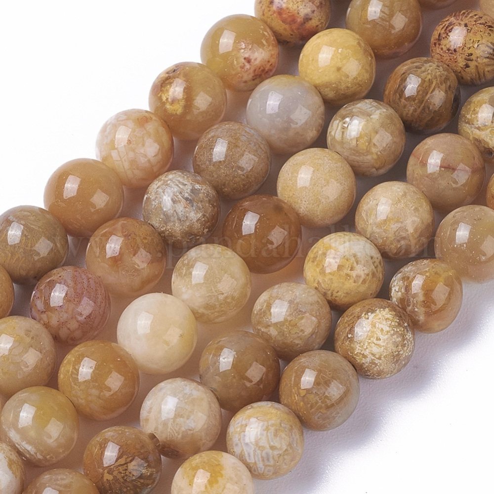 Natural Chrysanthemum Stone Beads Strands, Round, 6mm, Hole: 0.8mm; about 60~61pcs/strand, 15~15.4