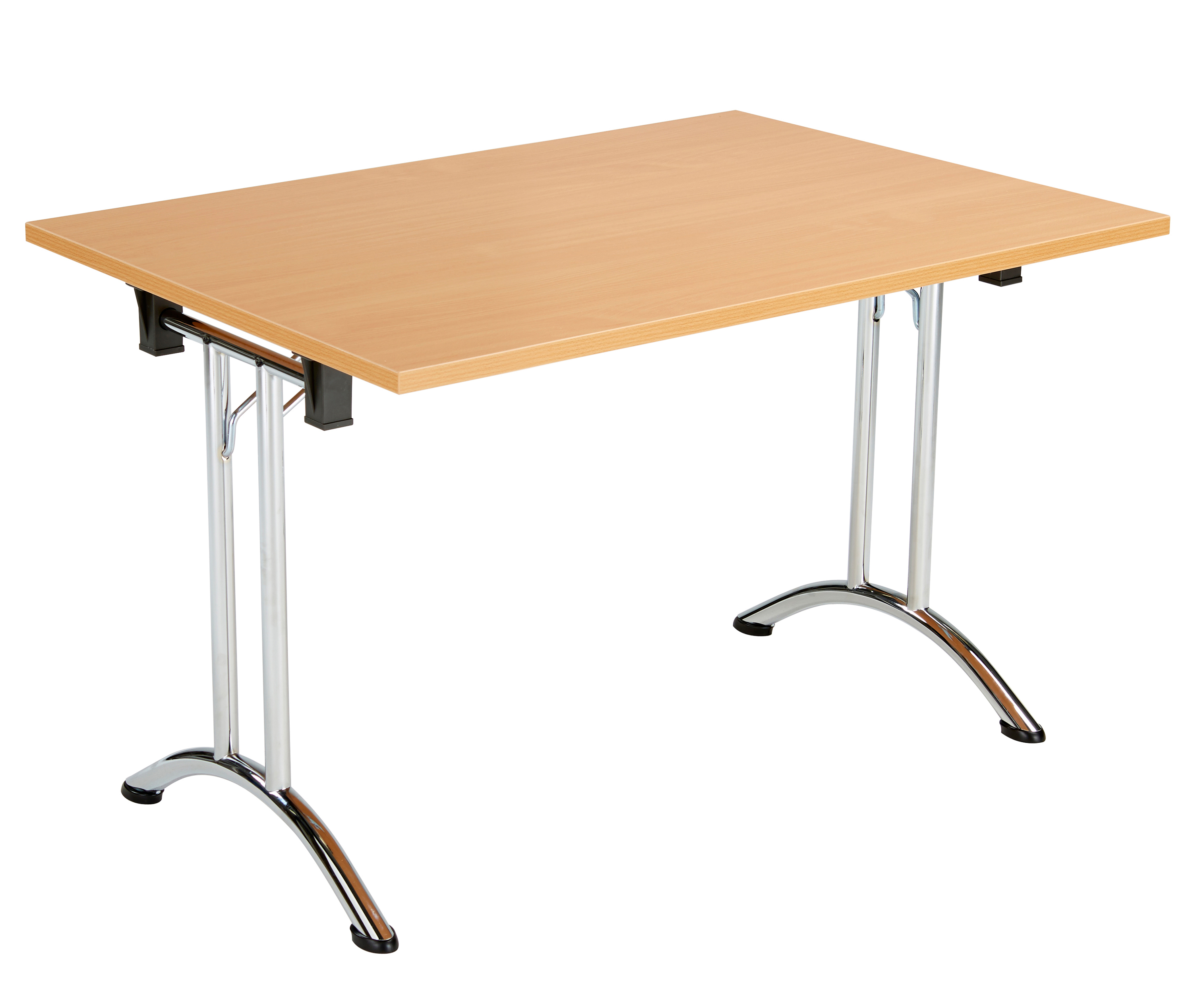 One Union Folding Table 1200 X 700 Chrome Frame Beech Rectangular Top
