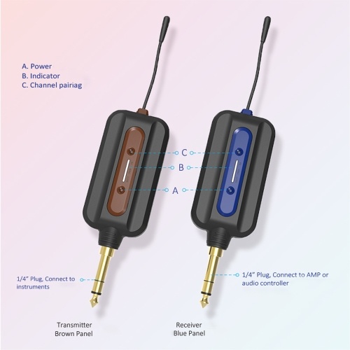 UHF Sans Fil Audio Émetteur Récepteur Système USB Rechargeable Pick Up pour Guitare Électrique Basse Instrument De Musique Accessoire