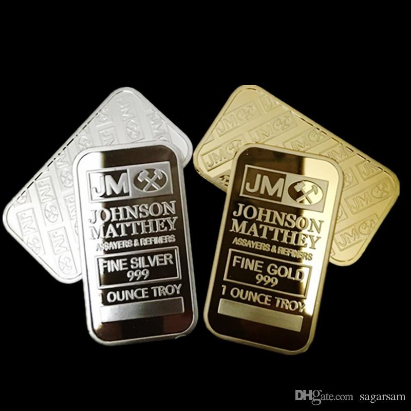 10 pcs Brand new JM Johnson matthey 1 oz Pure 24K real Gold silver Plated Bullion Bar