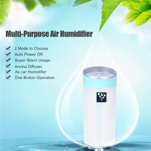 DC 5V 300ML Portable Intelligent USB Anion Air Humidifier 2 Mist Modes Mini Aromatherapy Essential Oil Aroma Diffuser Mist Maker for Home Office Car Auto Shut Off