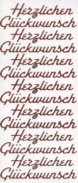 Microglitter-Sticker, "Herzlichen Glückwunsch", schräg, rot