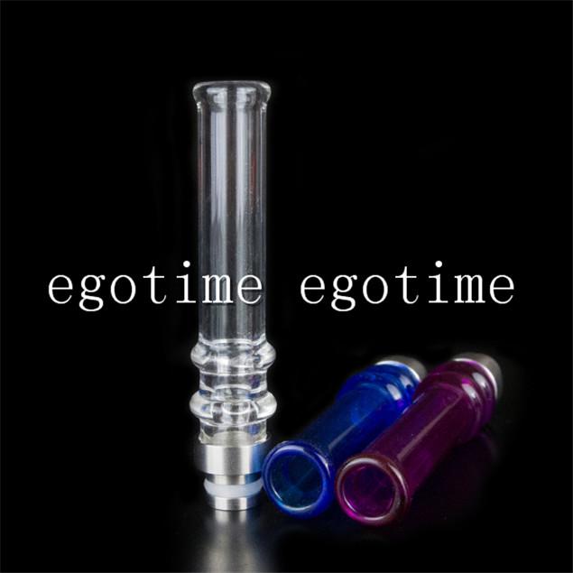 20pcs Long glass with stainless steel drip tip tips mouthpiece fit Patriot Fogger Kraken Kayfun Russian Helio atomizer Pipe mod E cigarette