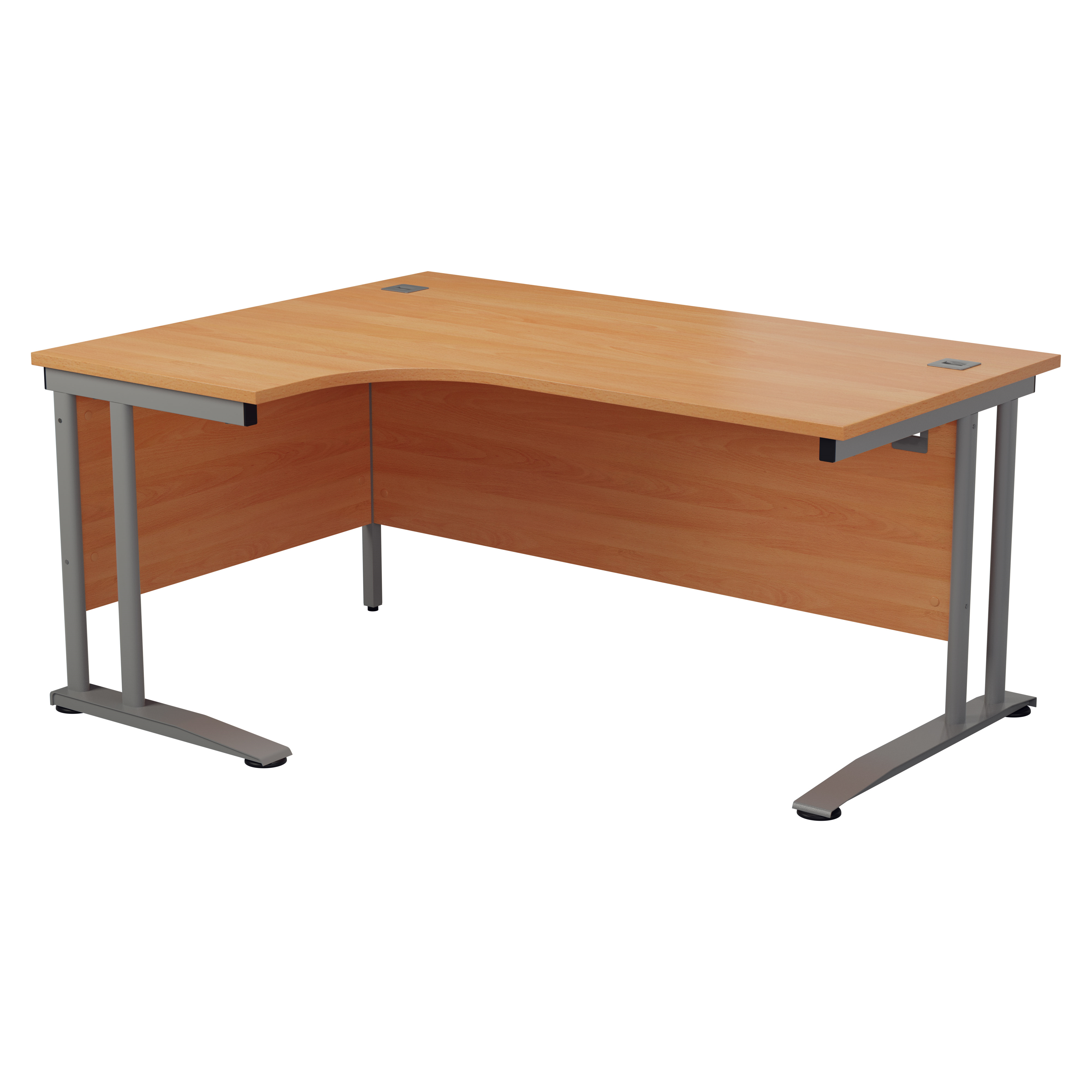 One Cantilever Plus 1600 Crescent Cantilever Workstation LH - Beech / Silver