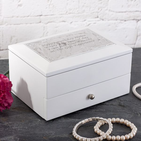 Personalised White Cambridge Jewellery Box