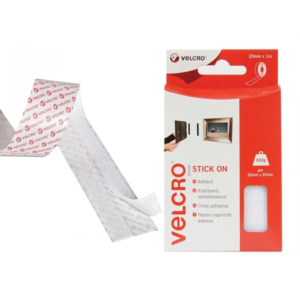 Velcro Stick On VELCRO Brand Tape 20mm x 1m White