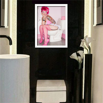 Bathroom Stockings Wearing Girl Art Painting Frameless Wall Home Decor