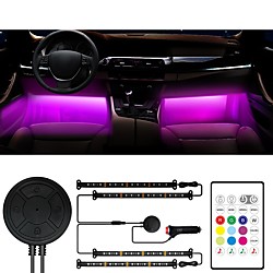 Interior Car Lights  4pcs 48 LED Cool LED Strip Light Multicolor Music Interior Light LED Under Dash Lighting Kit with Sound Active Function Voice Control and Wireless Remote Control Car Charger miniinthebox