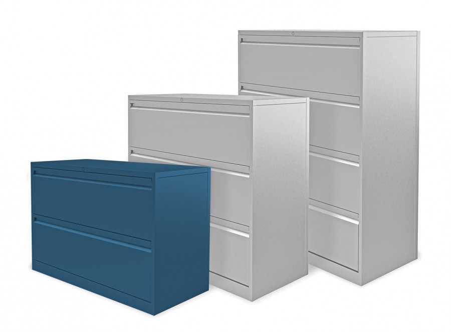 Executive Side Filing Cabinet- 2 Individual Locking Drawers- Ocean Cobalt