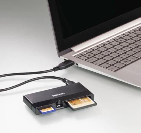 Hama Multi-Card Reader - Kartenleser (CF I, CF II, SD, microSD, SDHC UHS-II, SDXC UHS-II, microSDHC UHS-II, microSDXC UHS-II) - USB 3.0