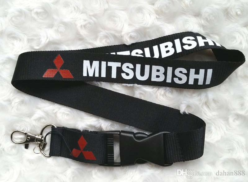 Wholesale 10 pcs Popular Mitsubishi car logo Mobile phone Lanyard Removable Key Chains Badge Pendant Party Gift Favors C-034