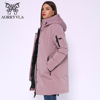 AORRYVLA 2019 Winter Long Jacket Women Hooded Parka Jacket  Windproof Collar Thick Warm Casual Winter Women's Fashion Jackets